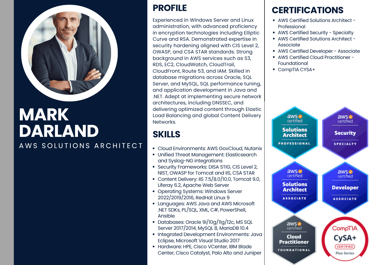 Mark Darland Resume - AWS Solutions Architect